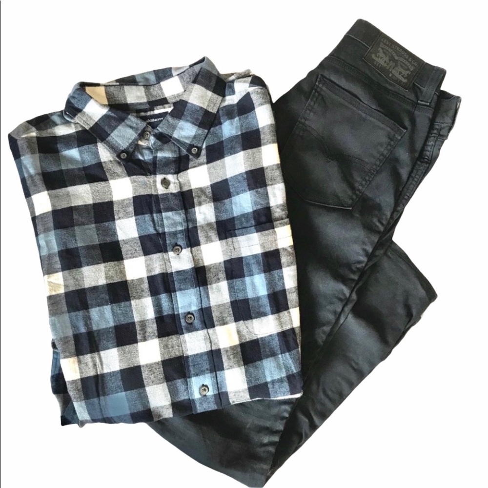 Plaid flannel long sleeve shirt Size:XLGTall